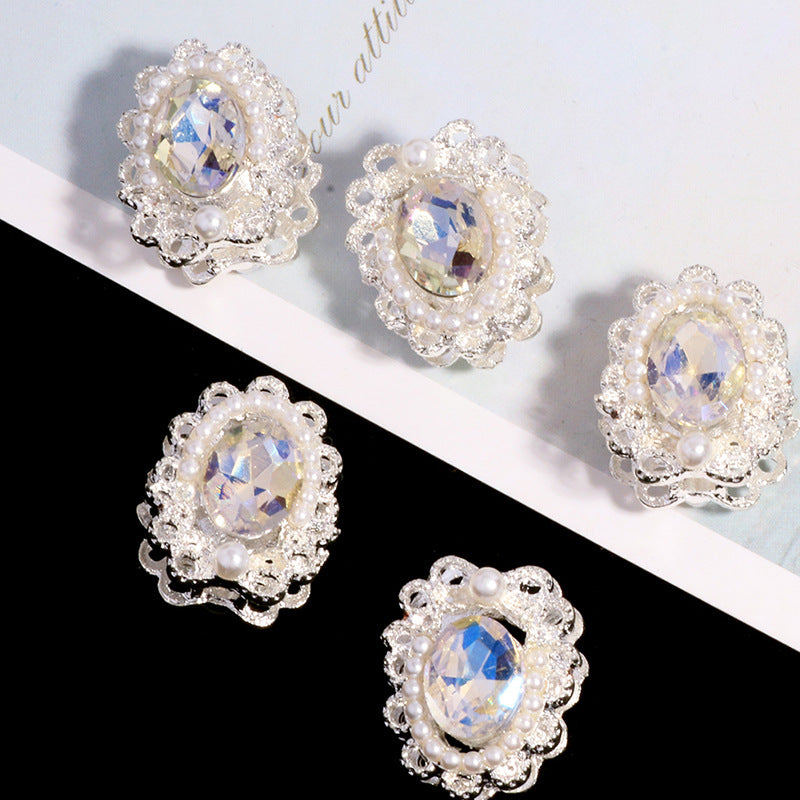 Wholesale 6pcs/pack Double-sided alloy rhinestone gem straight hole loose beads beaded DIY accessories